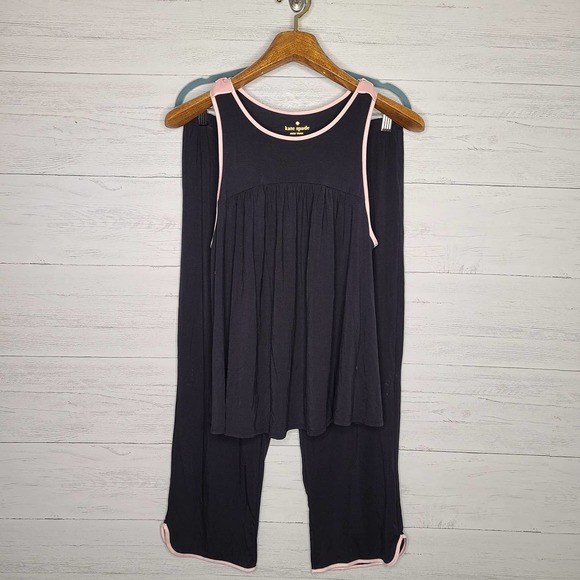 Kate Spade Satin Bow Modal Jersey Cropped Pajama Set - Picture 2 of 12